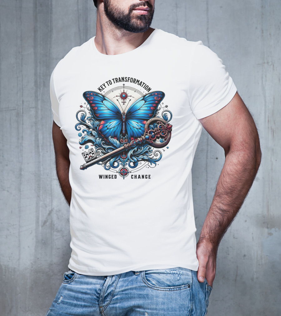 Key To Transformation Winged Change Butterfly And Key T-Shirt