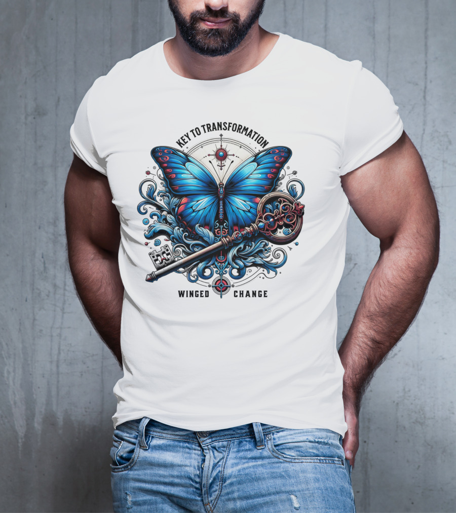 Key To Transformation Winged Change Butterfly And Key T-Shirt