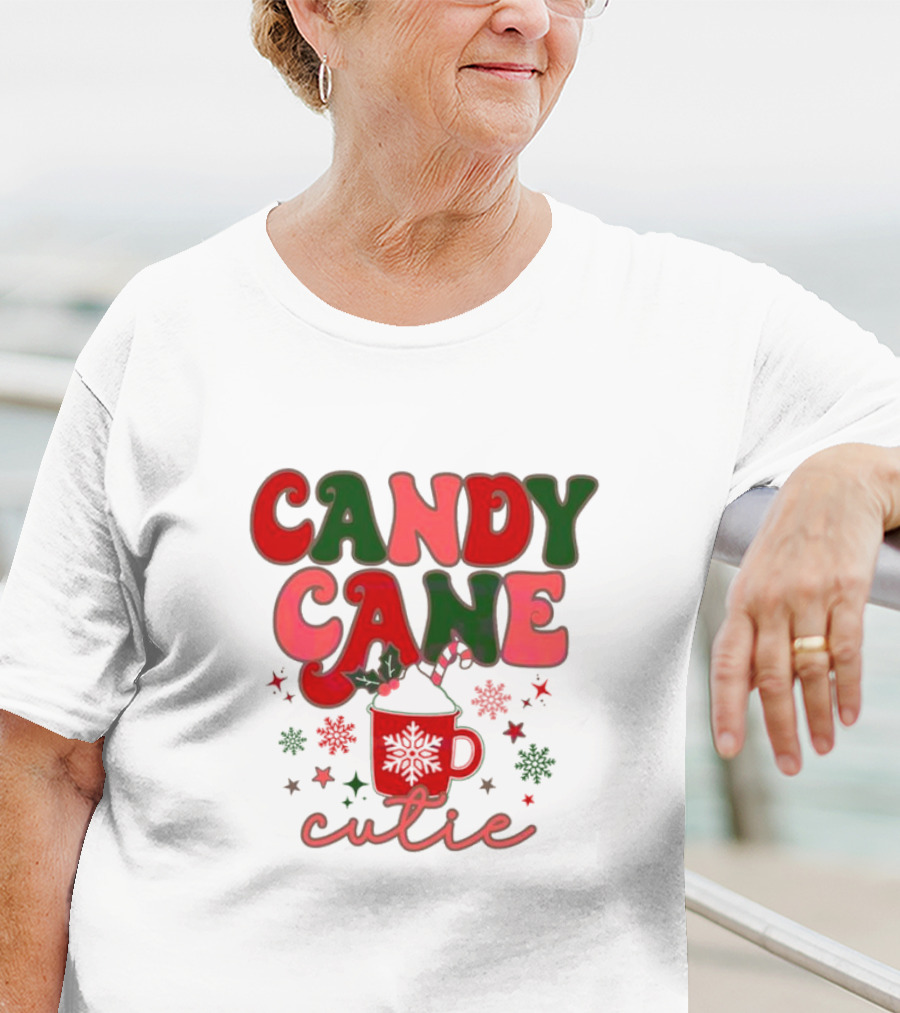 Candy Cane Cutie Mug Cocoa Holiday Oatmeal Natural T-Shirt