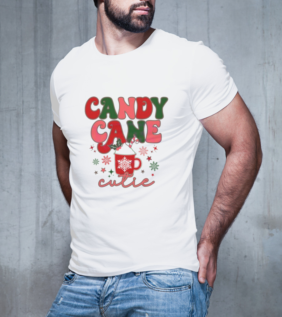 Candy Cane Cutie Mug Cocoa Holiday Oatmeal Natural T-Shirt