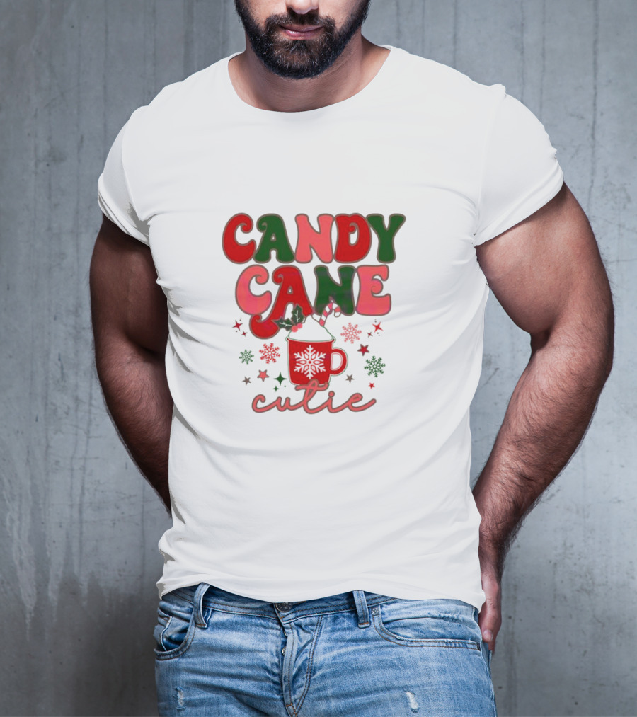 Candy Cane Cutie Mug Cocoa Holiday Oatmeal Natural T-Shirt