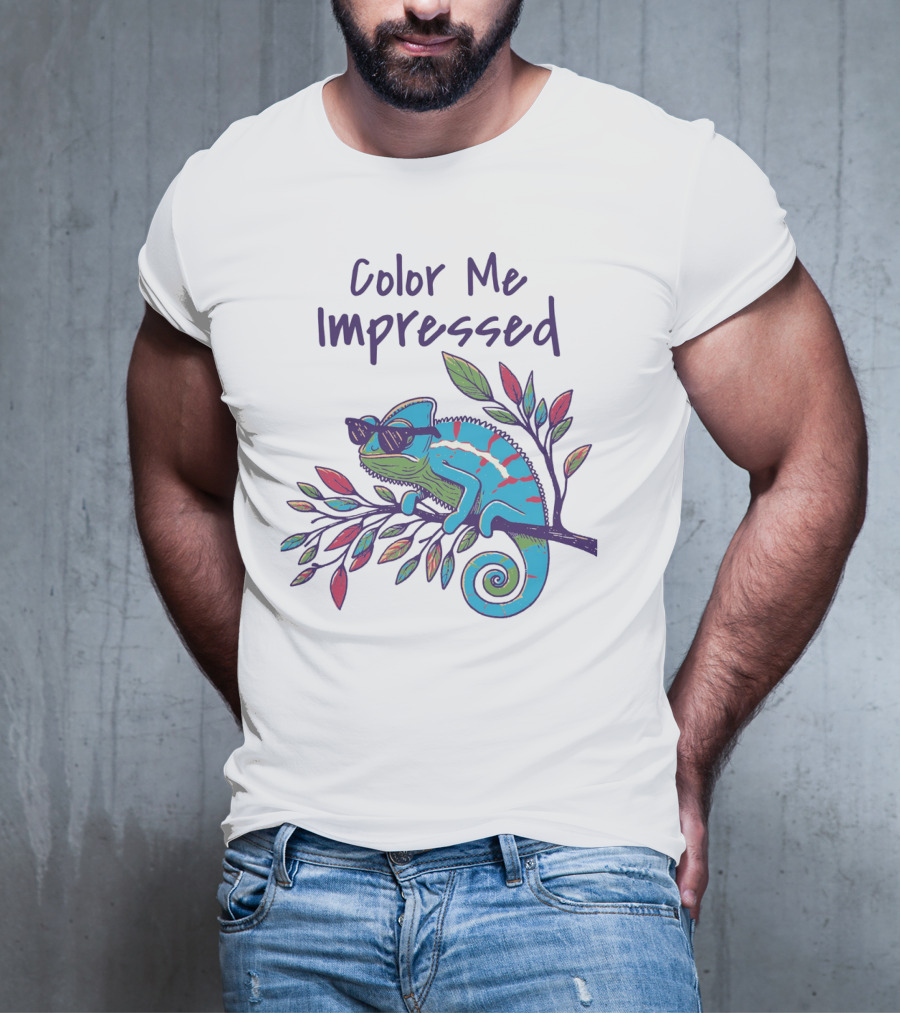 Color Me Impressed Chameleon With Sunglasses On Colorful Branch T-Shirt
