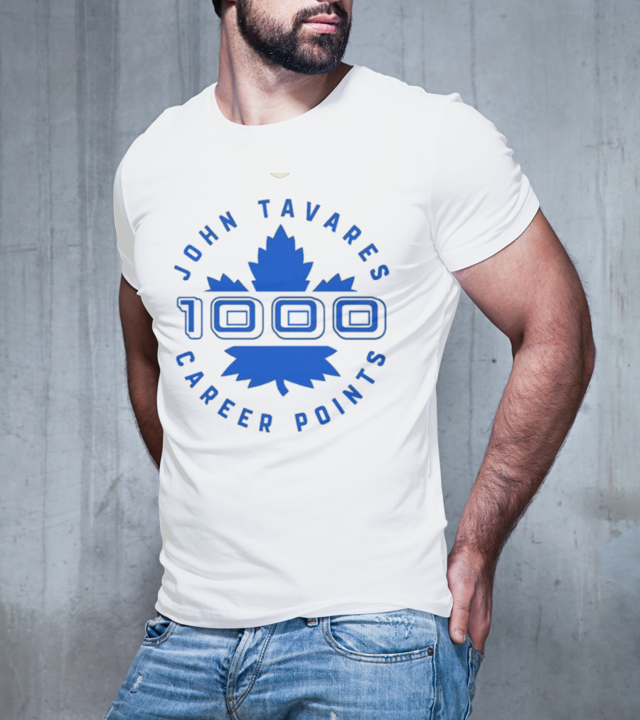 John Tavares 1000 Career Points Maple Leaf Achievement T-Shirt