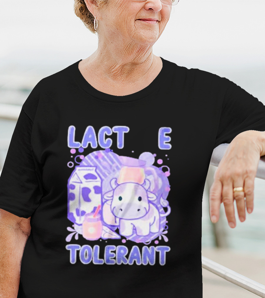Lactose Intolerant Funny Milk Cow Cartoon T-Shirt