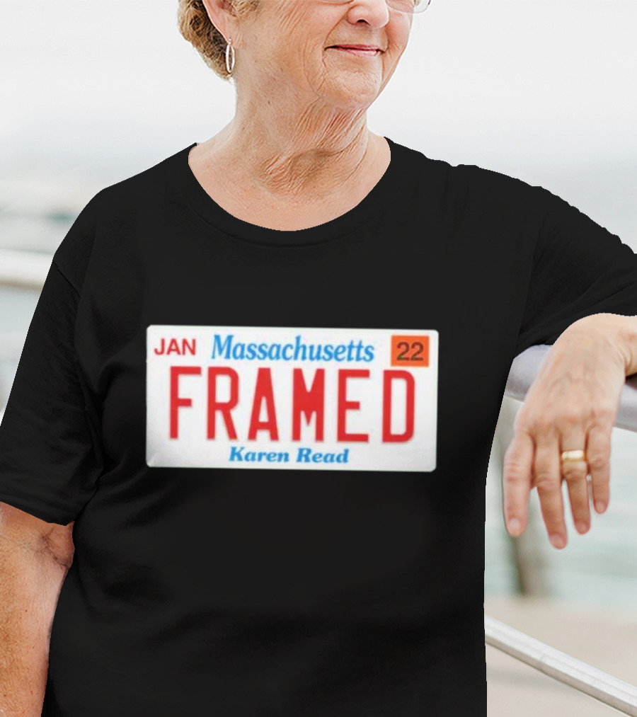 Massachusetts Framed Karen Read License Plate T-Shirt