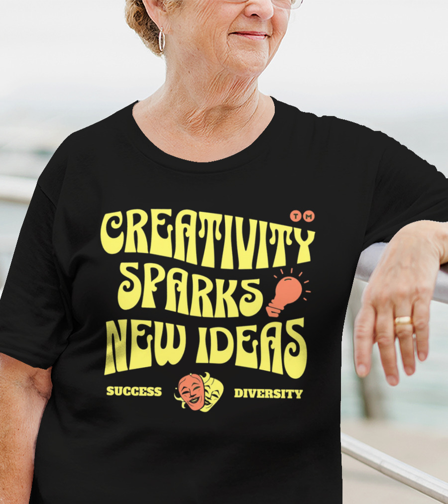 Creativity Sparks New Ideas Success Diversity Lightbulb Icon Comedy Tragedy Masks T-Shirt