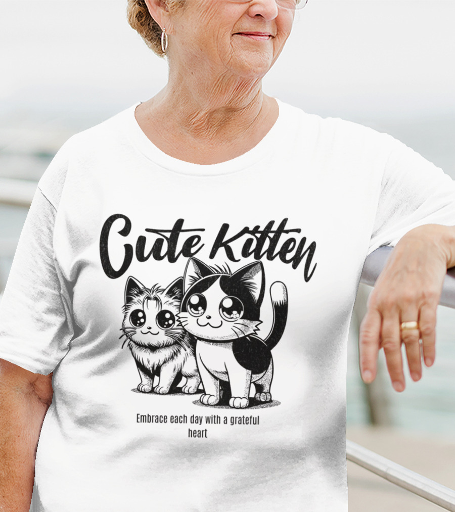 Cute Kitten Embrace Each Day With A Grateful Heart T-Shirt