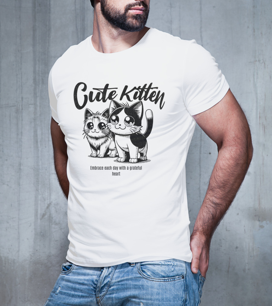 Cute Kitten Embrace Each Day With A Grateful Heart T-Shirt