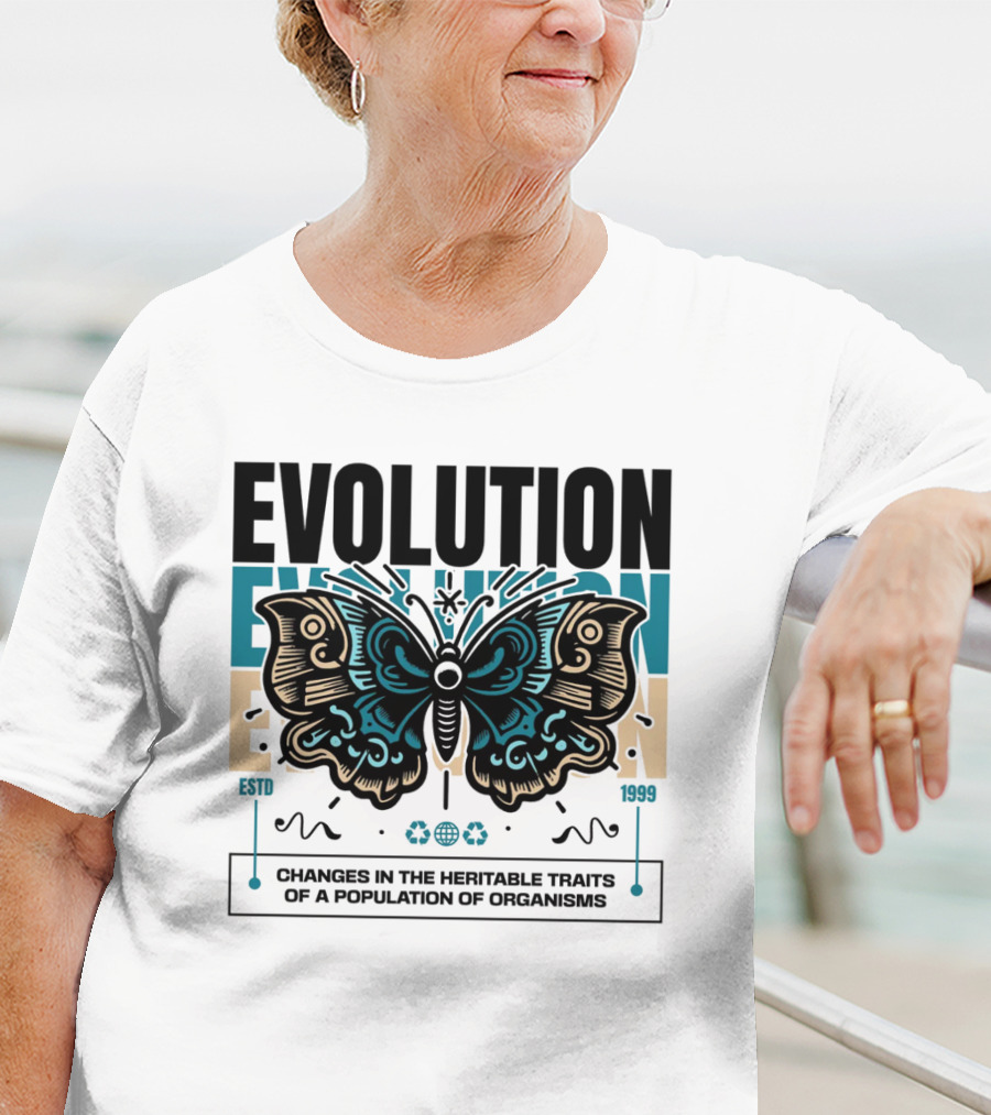 Evolution Butterfly Changes In Heritable Traits ESTD 1999 T-Shirt