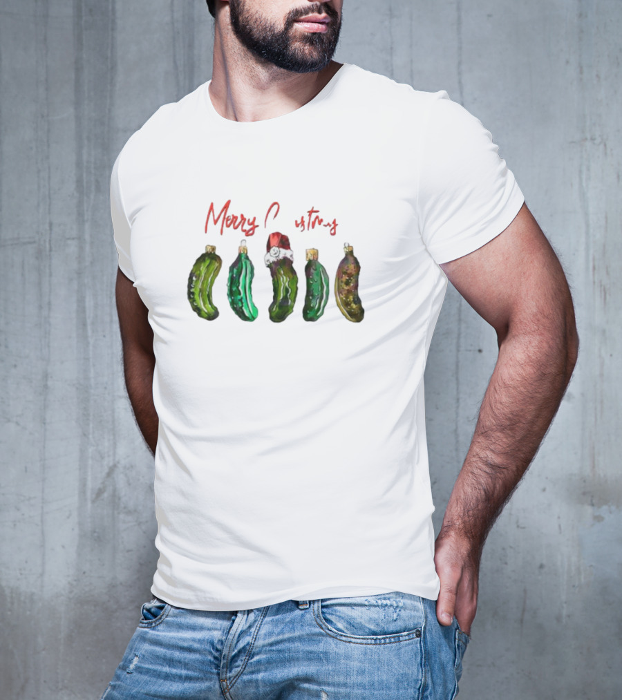 Funny Pickles Merry Christmas Santa Hat Ornaments T-Shirt