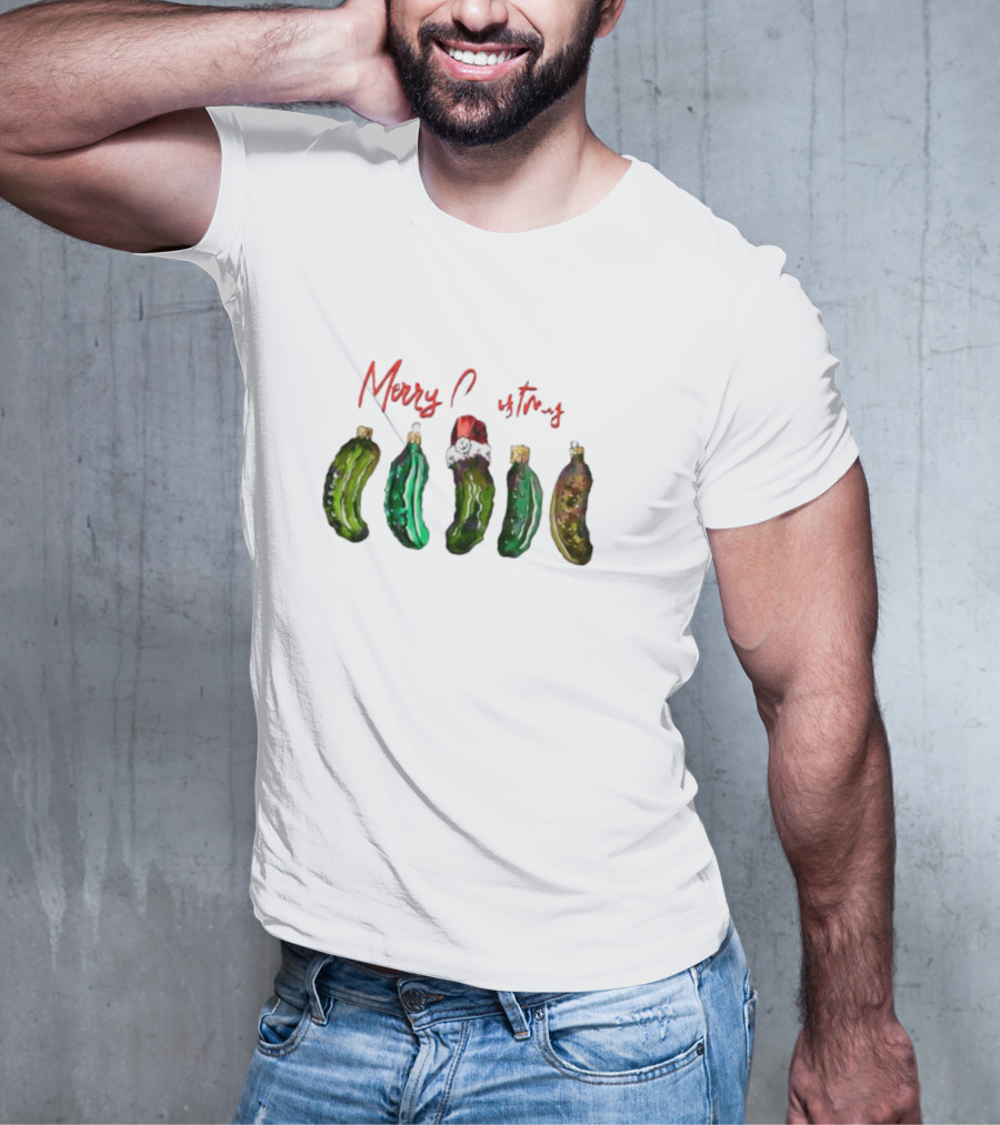 Funny Pickles Merry Christmas Santa Hat Ornaments T-Shirt