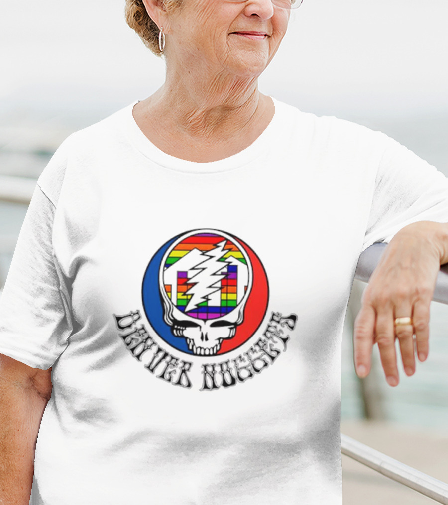 Denver Nuggets Grateful Dead Skull Rainbow Bolt T-Shirt