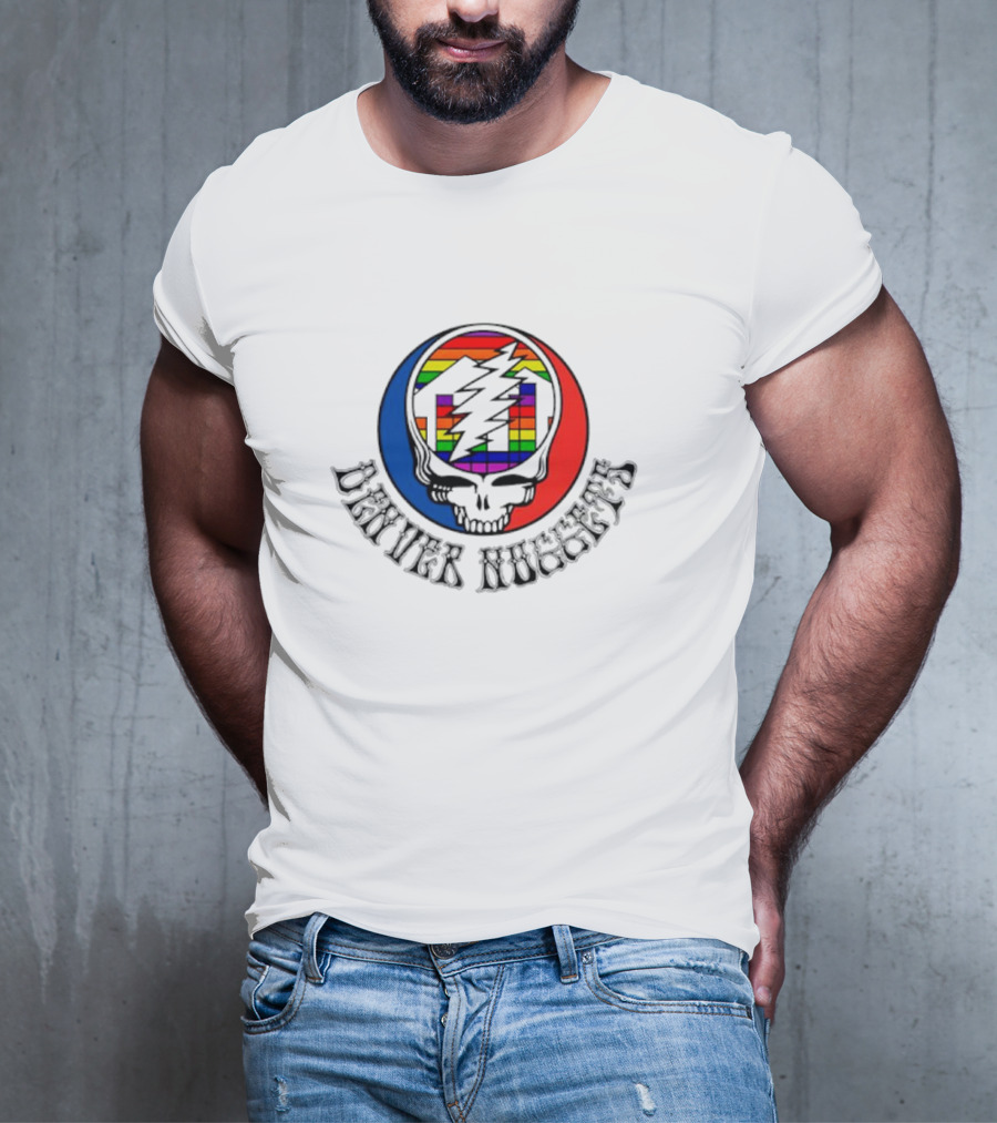 Denver Nuggets Grateful Dead Skull Rainbow Bolt T-Shirt