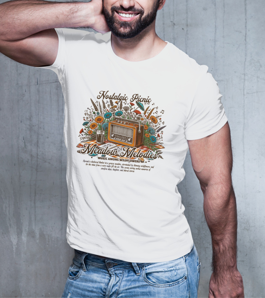 Nostalgic Picnic Meadow Melodies Music Among Wildflowers T-Shirt