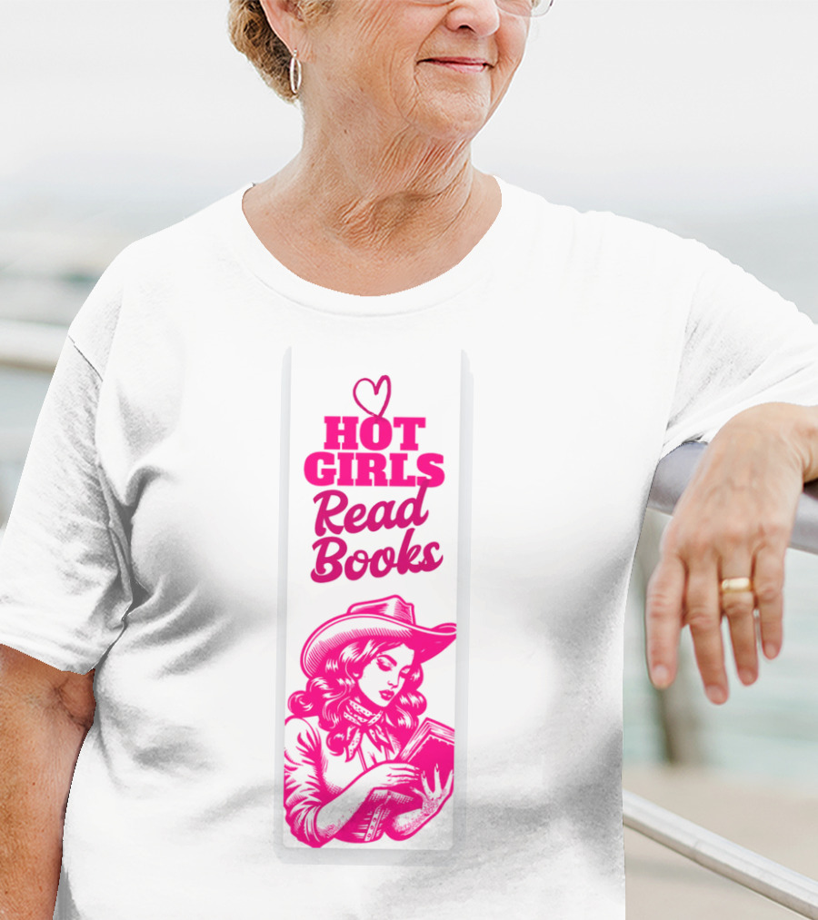 Hot Girls Read Books Cool Vintage Bookmark T-Shirt