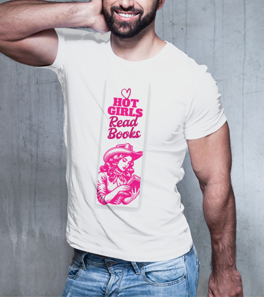 Hot Girls Read Books Cool Vintage Bookmark T-Shirt