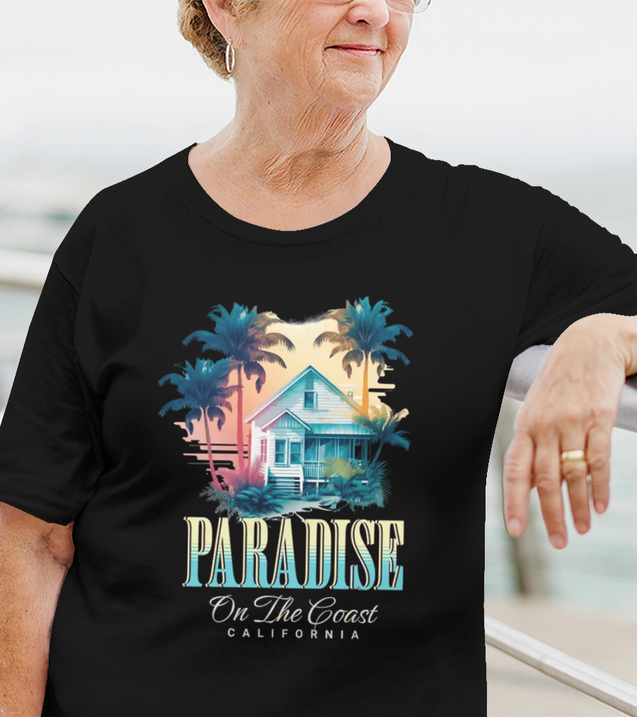 Paradise California Palm Trees Oceanfront Escape T-Shirt