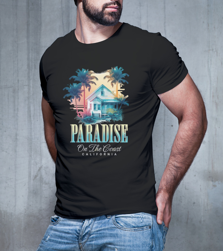 Paradise California Palm Trees Oceanfront Escape T-Shirt