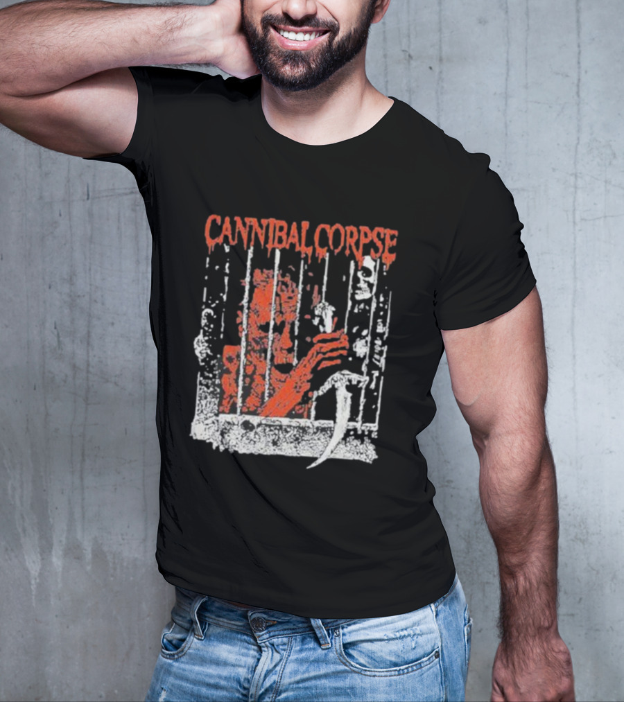 Cannibal Corpse Bloody Kill Cell Prison Bars Skeleton Knife T-Shirt