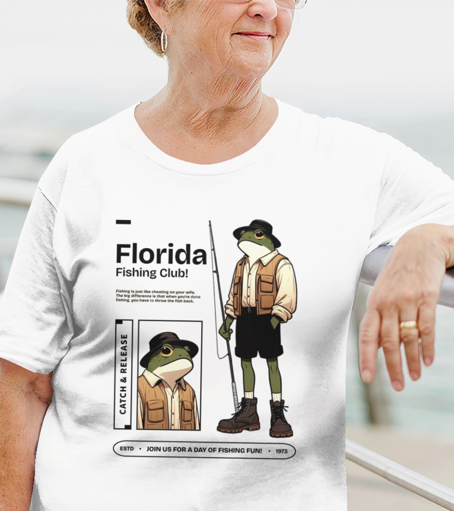 Florida Fishing Club Catch And Release Frog Adventure 1975 T-Shirt