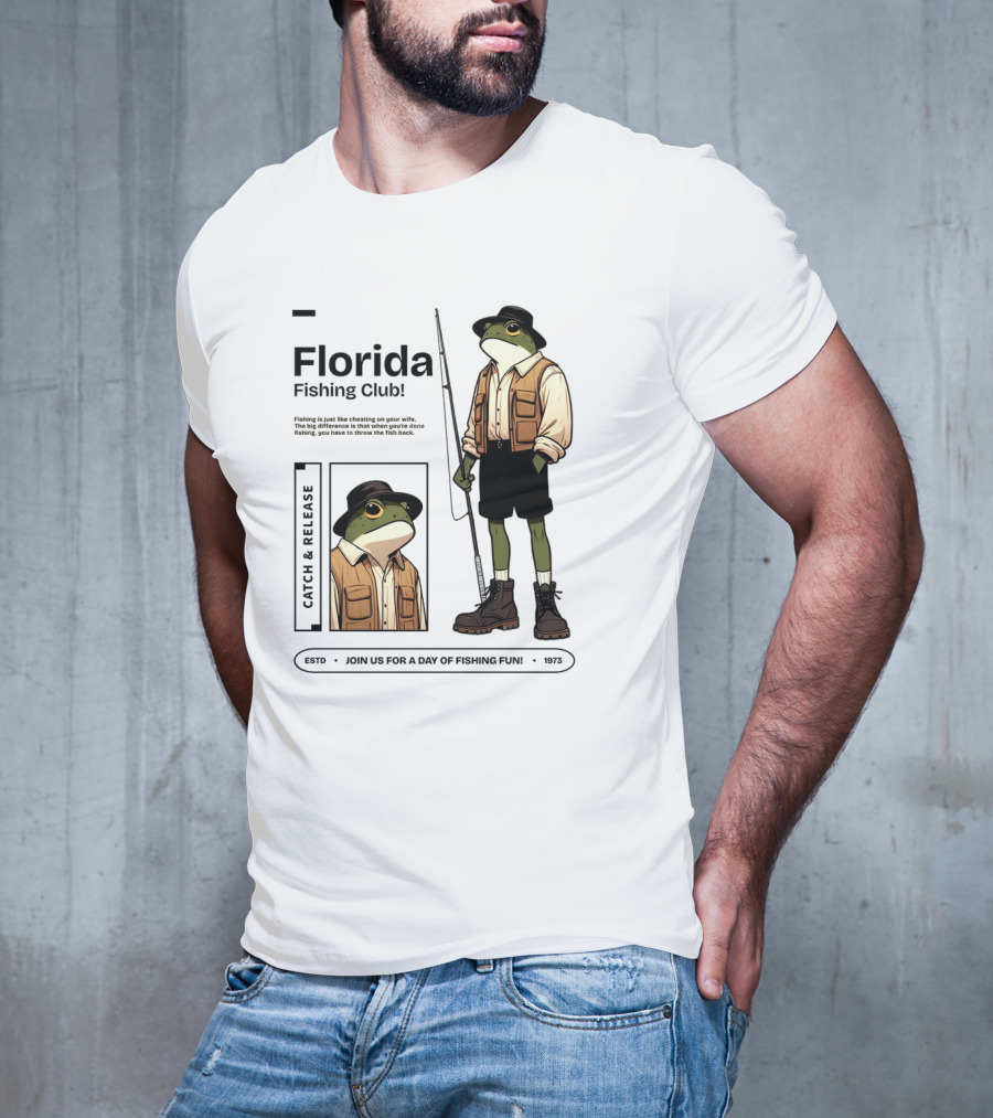 Florida Fishing Club Catch And Release Frog Adventure 1975 T-Shirt