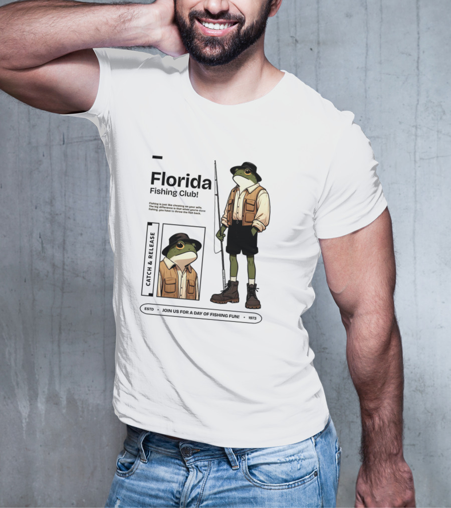 Florida Fishing Club Catch And Release Frog Adventure 1975 T-Shirt