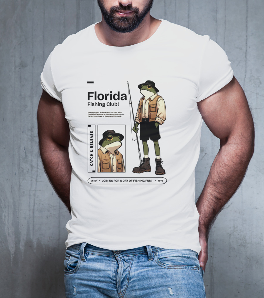 Florida Fishing Club Catch And Release Frog Adventure 1975 T-Shirt