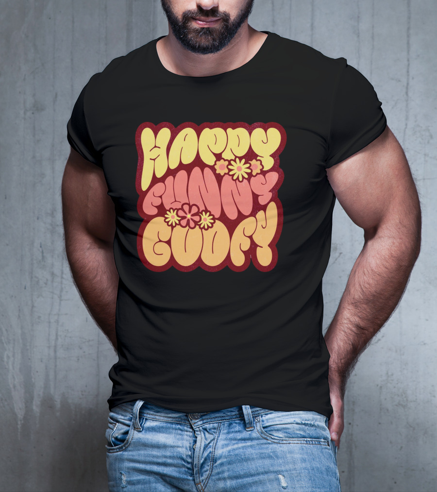 Happy Funny Goofy Retro Flower Power T-Shirt