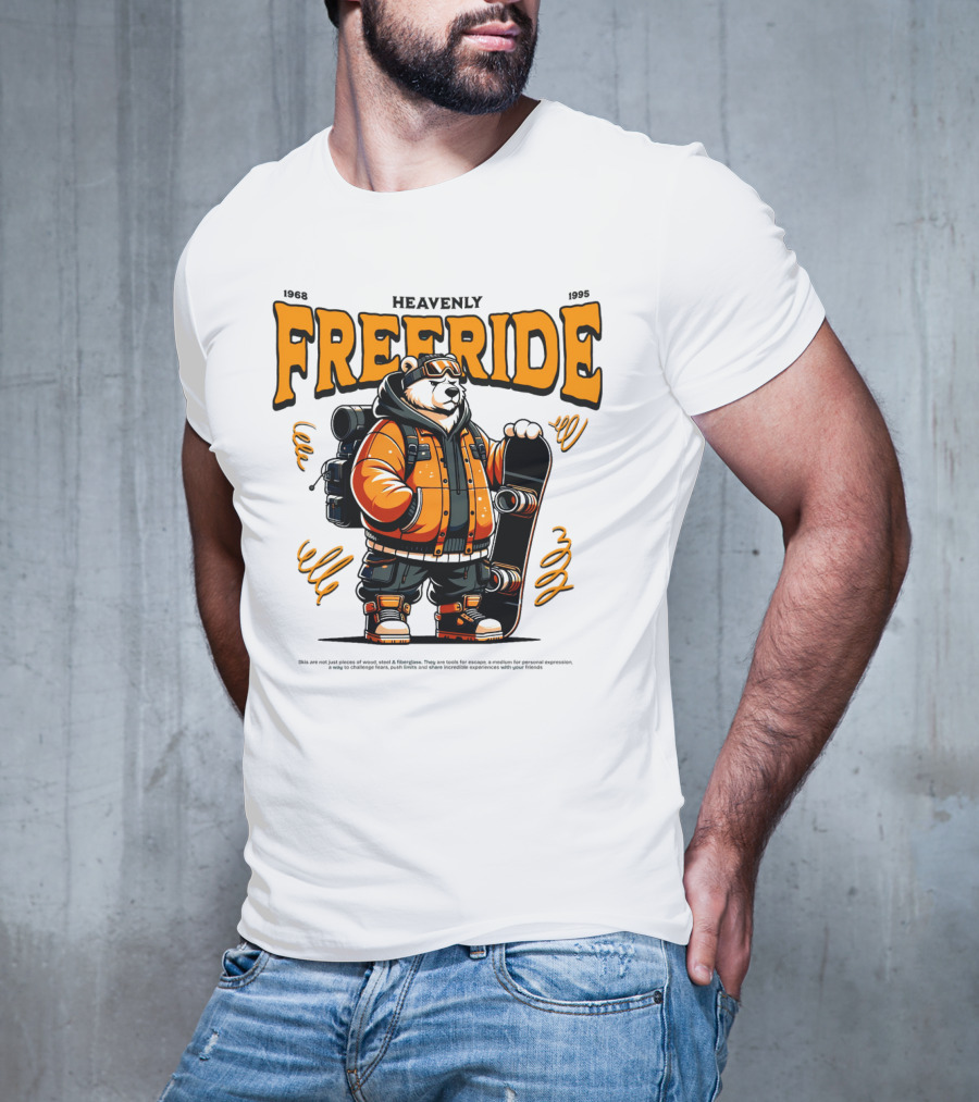 HEAVENLY FREERIDE Polar Bear Snowboard 1968 1995 T-Shirt
