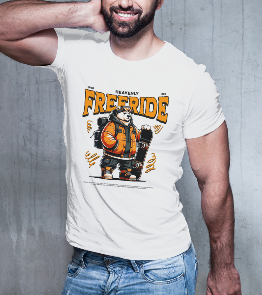 HEAVENLY FREERIDE Polar Bear Snowboard 1968 1995 T-Shirt