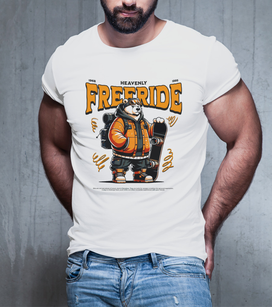 HEAVENLY FREERIDE Polar Bear Snowboard 1968 1995 T-Shirt