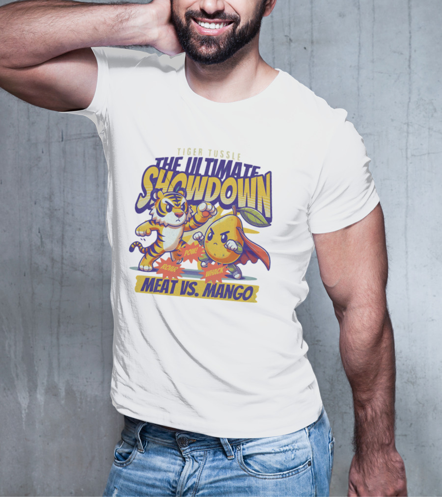 Tiger Tussle The Ultimate Showdown Meat Vs. Mango T-Shirt