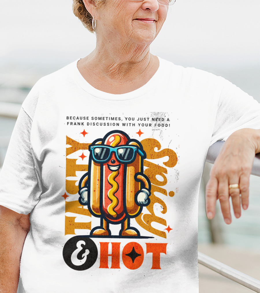 Highly Spicy And Hot Retro Funny Hot Dog Fast Food Mascot Character T-Shirt