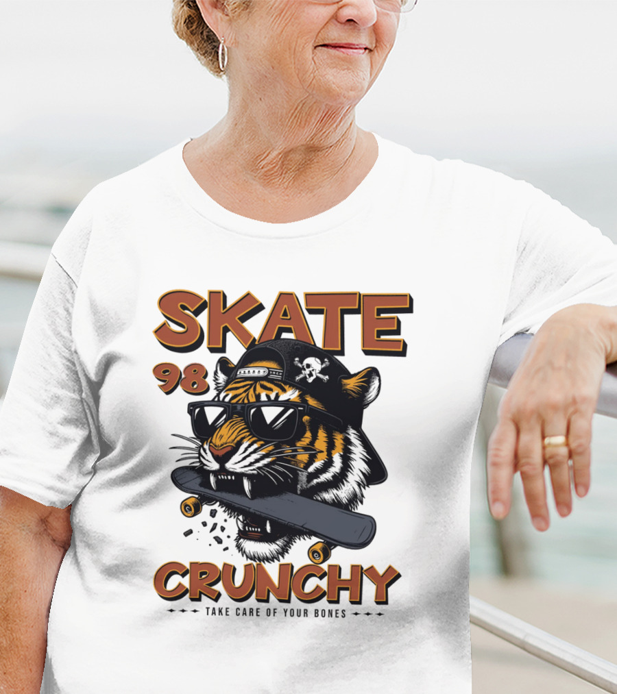 SKATE 98 CRUNCHY Tiger Take Care Of Your Bones T-Shirt