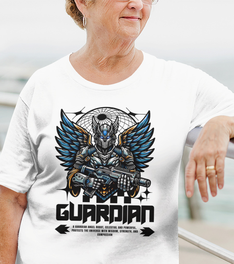 Guardian Angel Robot Celestial And Powerful Protects The Universe With Wisdom Strength And Compassion T-Shirt
