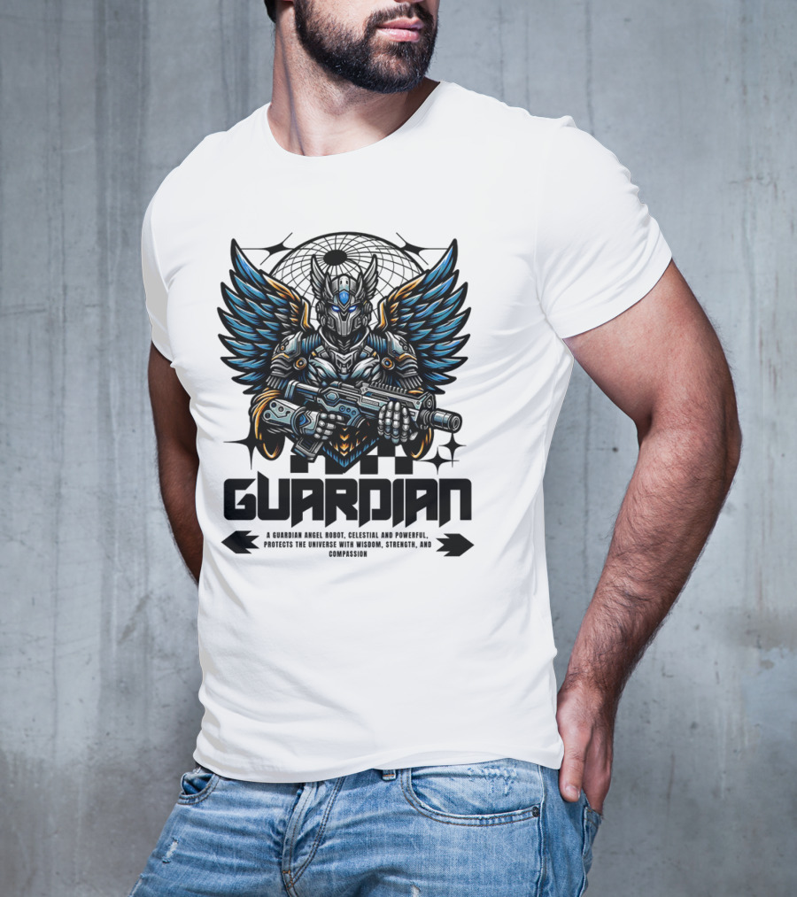 Guardian Angel Robot Celestial And Powerful Protects The Universe With Wisdom Strength And Compassion T-Shirt