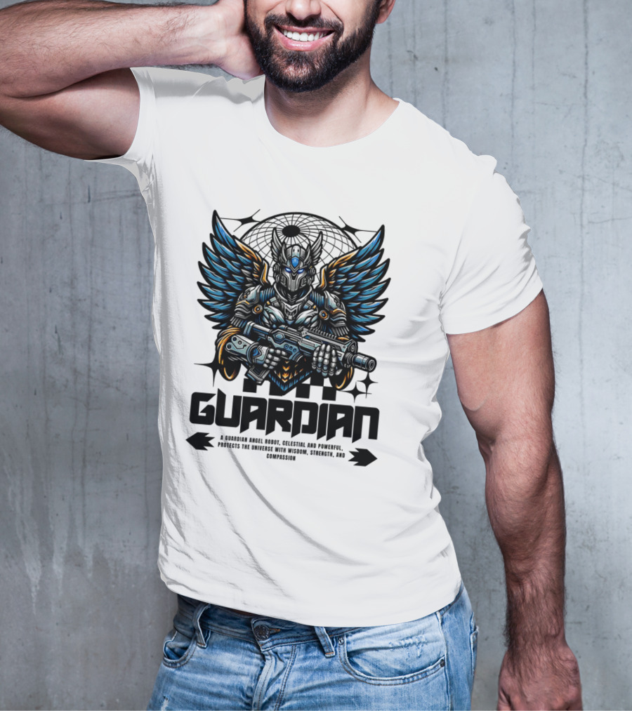 Guardian Angel Robot Celestial And Powerful Protects The Universe With Wisdom Strength And Compassion T-Shirt