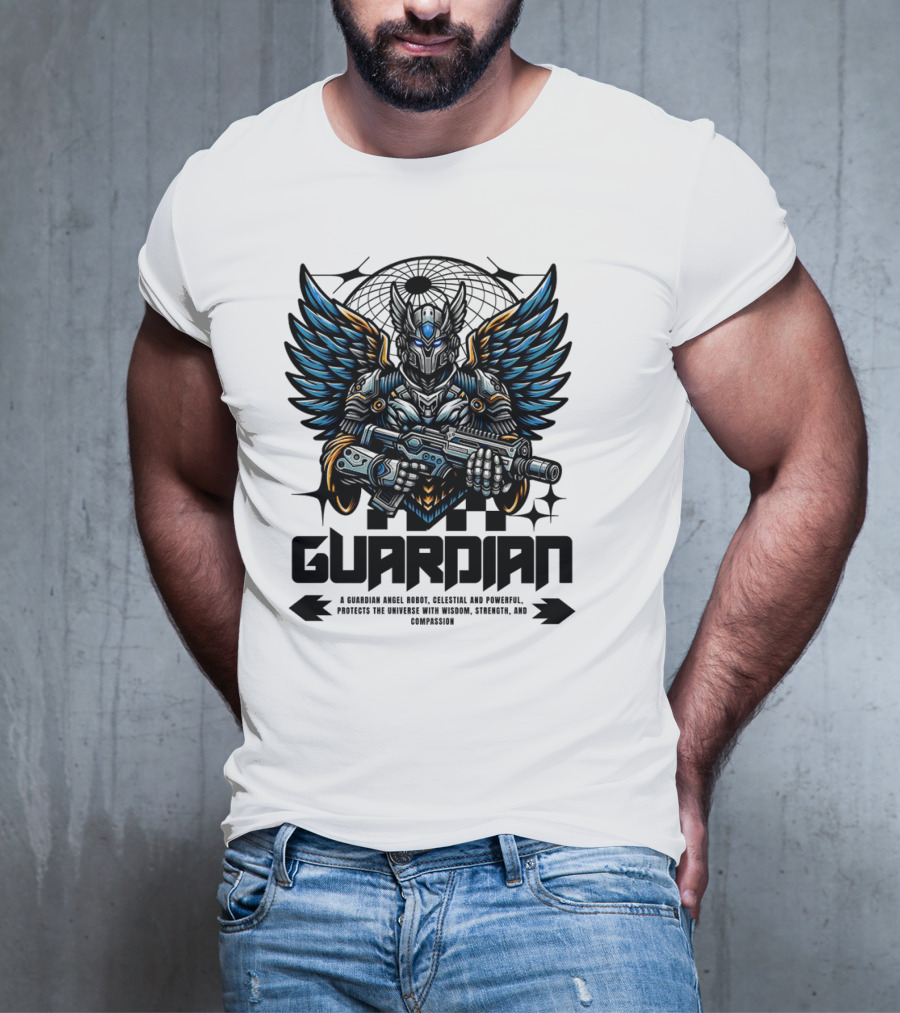 Guardian Angel Robot Celestial And Powerful Protects The Universe With Wisdom Strength And Compassion T-Shirt