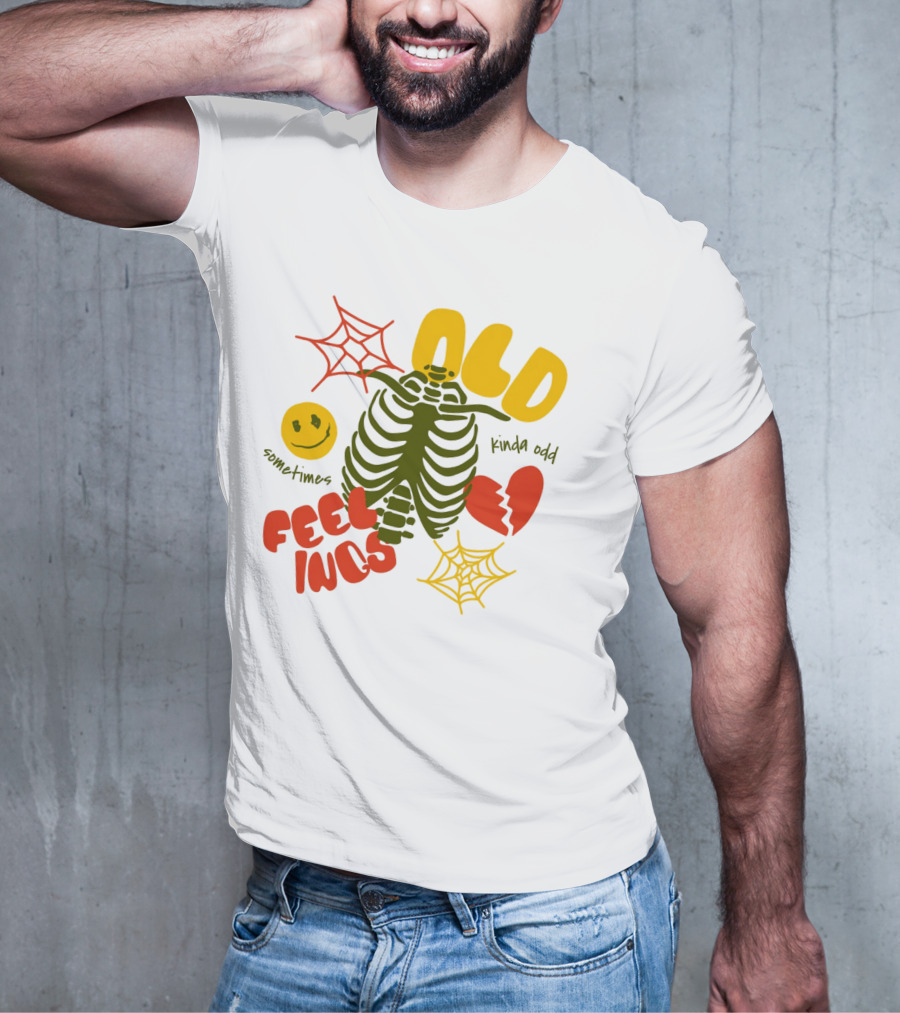 Old Feelings Sometimes Kinda Odd Broken Heart And Smiley Skeleton With Webs T-Shirt