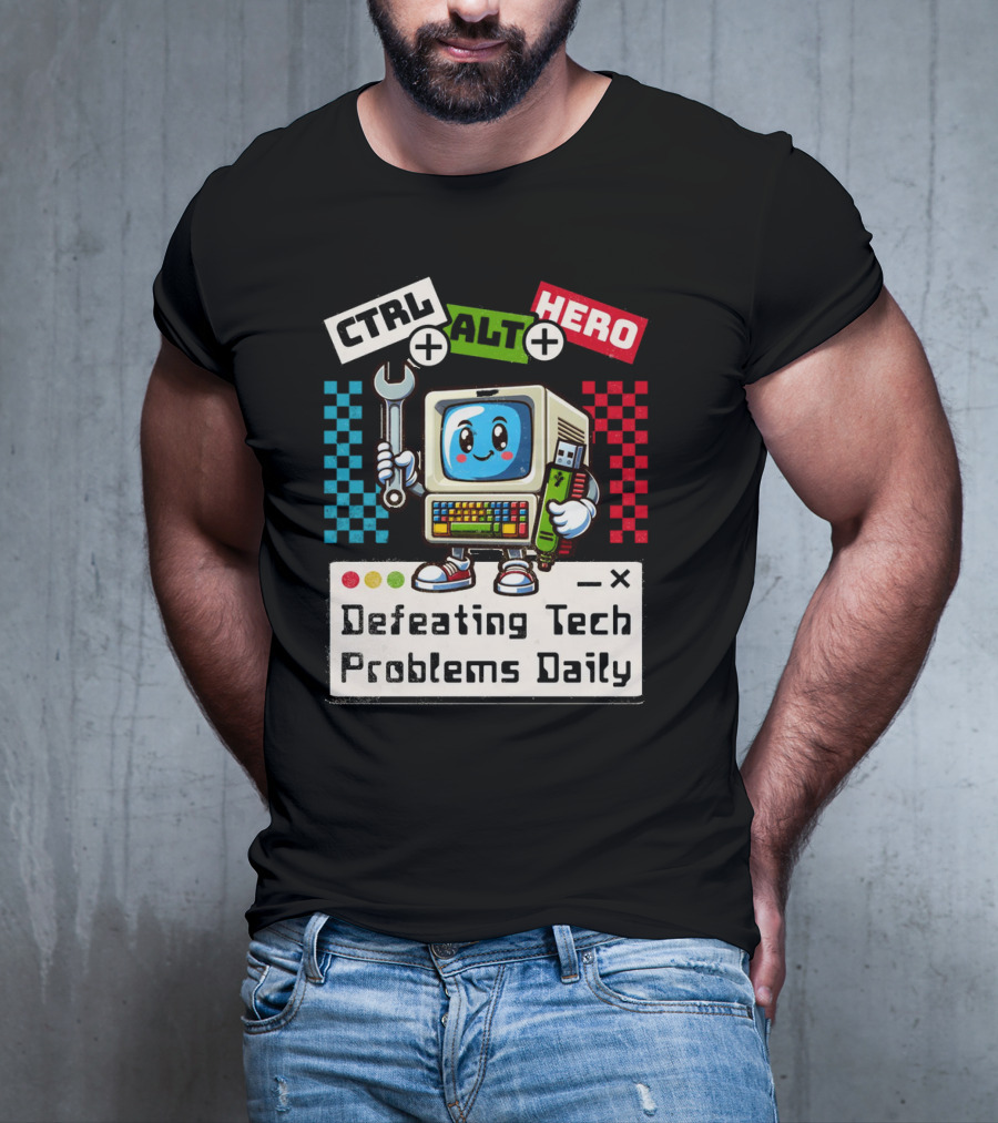 CTRL ALT HERO Retro Computer Defeating Tech Problems Daily T-Shirt