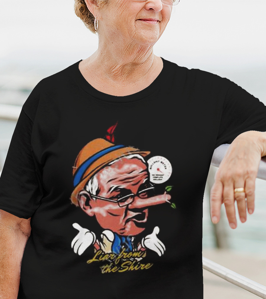 Scott Morrison Liar From The Shire Pinocchio Nose With Puppet Hands T-Shirt