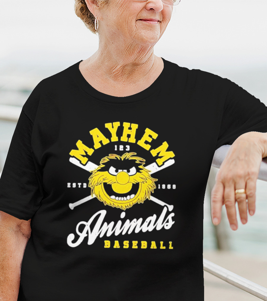 Mayhem 123 ESTD 1969 Animals Baseball T-Shirt