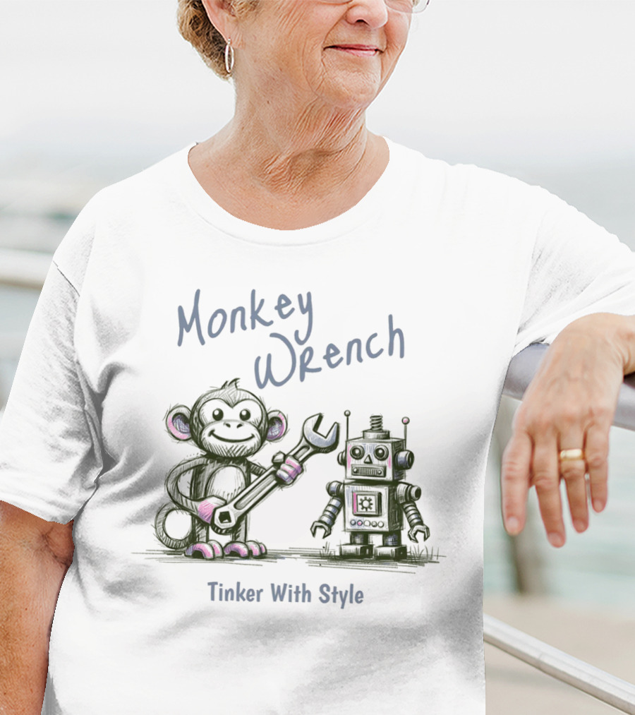 Monkey Wrench Tinker With Style Robot And Monkey T-Shirt