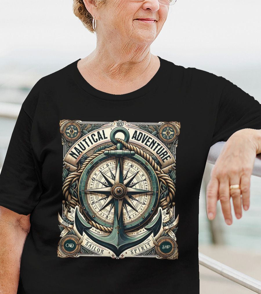 Nautical Adventure 1937 Old Sailor Spirit Ship Compass Anchor T-Shirt