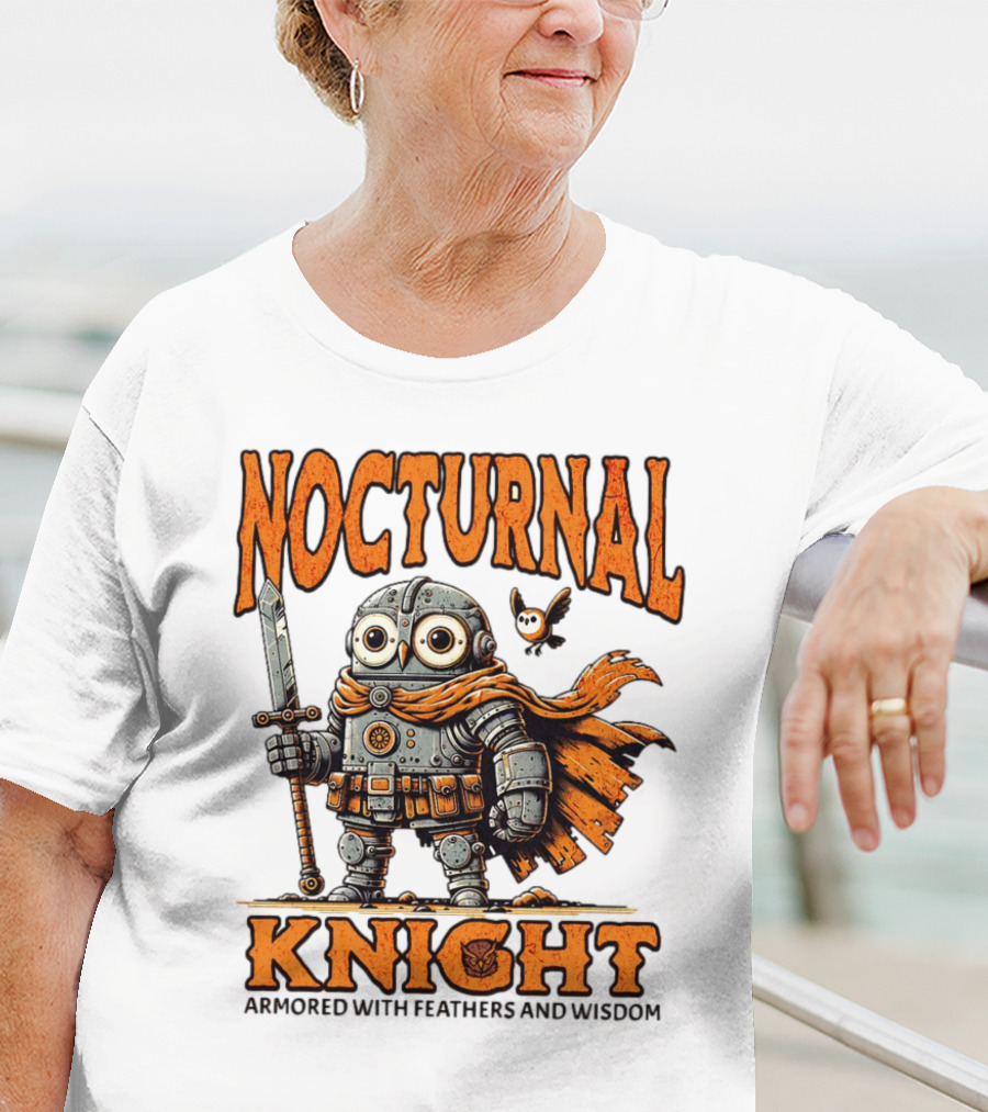 Nocturnal Knight Armored With Feathers And Wisdom Owl T-Shirt