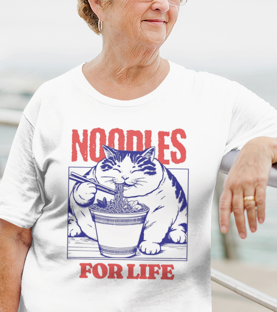 Noodles For Life Cat Eating Ramen T-Shirt