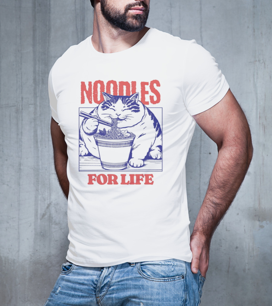 Noodles For Life Cat Eating Ramen T-Shirt