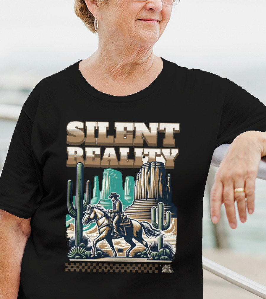 Silent Reality Cowboy Landscape With Cactus And Buttes T-Shirt