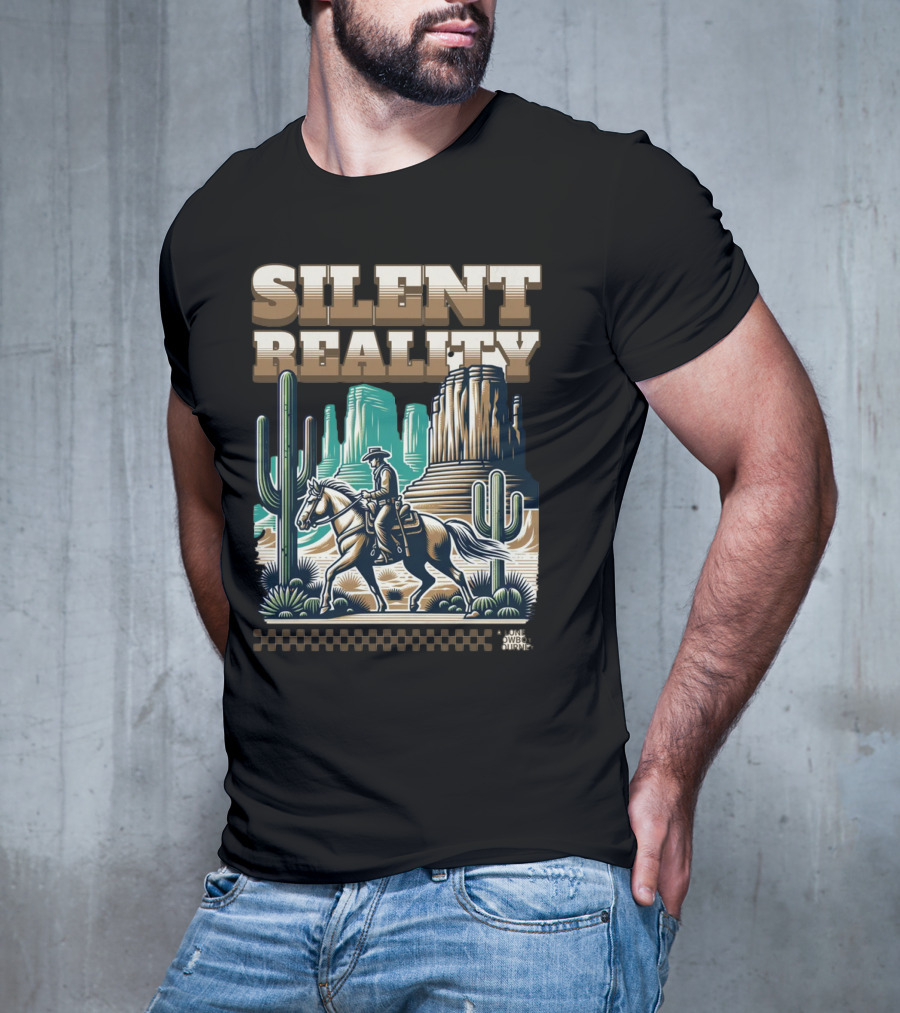 Silent Reality Cowboy Landscape With Cactus And Buttes T-Shirt