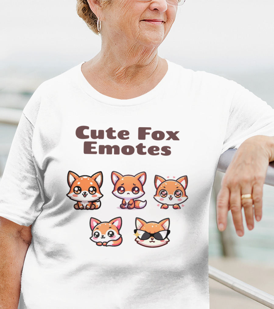 Cute Fox Emotes Collection Playful Expressions T-Shirt